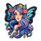 Vibrant Fairy Face Decal: A Colorful Woodcarving Illustration