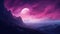 Vibrant Fantasy Landscape: Man On Mountain With Pink Moon