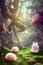 vibrant fantasy world with a cute bunny