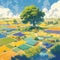 Vibrant Farmland Fantasy: A Dreamy Pastoral Scene