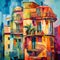 Vibrant Fauvism Painting: Colorful Architecture With Luxurious Geometry