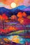 Vibrant Fauvist Landscape Painting with Bold Colors for Posters and Web.