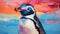 Vibrant Fauvist Penguin Painting On Bright Background