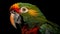 Vibrant feathered macaw perched on branch in tropical rainforest generated by AI