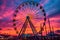 vibrant ferris wheel against a twilight sky