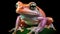 Vibrant Film Photo Of A Tropical Treefrog On A Pig