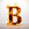 Vibrant Fire Burn Letter B Illustration With Vray Tracing