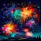 Vibrant Fireworks Display in Impressionist Art Style