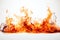 Vibrant flames on white background. Intense heat and vivid colors. Captivating fiery display