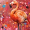 Vibrant flamingo artwork with paint splatters, modern abstract style, perfect for home decor. colorful, joyful and eye