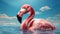 Vibrant Flamingo Float: Tropical Poolside Relaxation with Inflatable Fun - Ai generated Photo