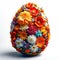 Vibrant Floral Easter Egg made from flowers on white background. Festive Spring Easter Decor