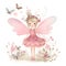 Vibrant floral whispers, charming clipart of cute fairies with colorful wings and whispers of flower delights