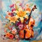 Vibrant Flower Blooming Amidst Musical Instruments