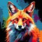 Vibrant Fox Painting In Pop Art Style