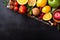 Vibrant and fresh, chef\\\'s culinary masterpiece on chalk blackboard copy space