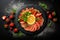 Vibrant and fresh, chef\\\'s culinary masterpiece on chalk blackboard copy space