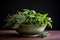 Vibrant Fresh herbs bowl. Generate Ai