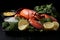 Vibrant fresh lobsters. high-quality image with intricate details on kitchen counter display