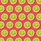 Vibrant fruit pop art background with green lime slices on red background