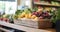 Vibrant Fruits Nestled in Supermarket Baskets. Generative AI