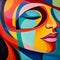 Vibrant Futurism: Serene Faces In Abstract Naive Art