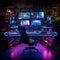 Vibrant and Futuristic Workbench Setup in the Geek's Pioneering Playground