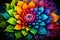 Vibrant Geometric Fantasy Floral Abstract 3D Render Background with Bright Colors