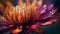 Vibrant gerbera daisy in soft focus, dew drops on petals