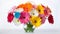 Vibrant Gerberas In Glass Vase: A Colorful 8k Resolution Floral Display