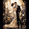 Vibrant and Glamorous Art Deco-inspired Gatsby Wedding Attire Illustration