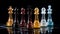 Vibrant Glass Chess Pieces With Rich Colors And Bold Lines