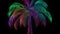 Vibrant glow, Neon palm tree on black with reflective light