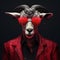 Vibrant Goat With Red Sunglasses: Photorealistic Surrealism Artwork