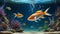 Vibrant Goldfish Swimming in Aquarium