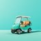 Vibrant Golf Cart Design On Turquoise Background