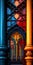 Vibrant Gothic Illustration: Abstract Art Of Arches With Biblical Iconography