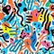 Vibrant Graffiti Art Pattern: Neon-infused Digitalism By Matisse