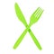 Vibrant green fork and knife