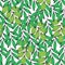 Vibrant green fresh leaves with veins seamless pattern, vector