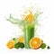 Vibrant Green Juice Splash With Fresh Orange Slices