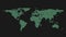 Vibrant Green Pixelated World Map On A Black Background