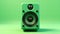 Vibrant Green Speaker On A Green Background - Meticulous Photorealistic Still Life