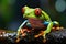 Vibrant Green Tree Frog Terrarium Closeup Generative AI