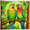 Vibrant Hand-colored Parrot Drawing: Kids\\\' Outdoor Art In Mysterious Jungle