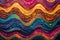 Vibrant Handcrafted Textile Art with Colorful Wavy Patterns Embellished with Beads and Sequins for Creative Backgrounds