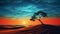 Vibrant Hd Photo-realistic Dune Landscape With Silhouetted Tree