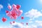 Vibrant Heart Balloons Floating Against a Blue