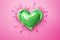 Vibrant heart-shaped object with splashing pink liquid