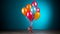 A vibrant helium balloon bouquet ready to surprise someone on their birthday